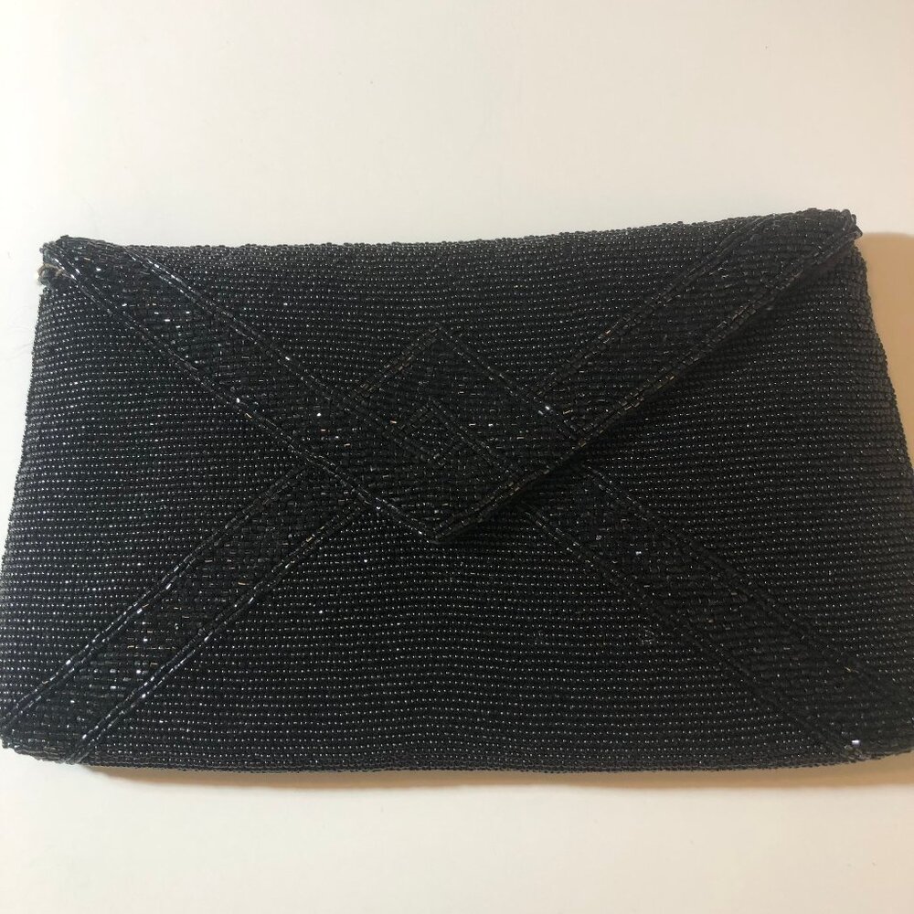 Vintage Waldorf Black Beaded Clutch – Hand Made in Hong Kong - Picture 10 of 16
